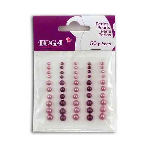 50 Perlas Adhesivas Rosa / Ciruela