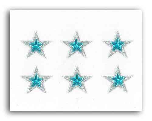 6 Estrellas Glitter Azul / Plata